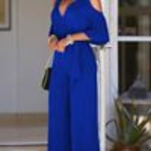Sexy Cold Shoulder High Waist V Neck Jumpsuit